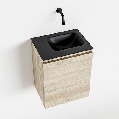 MONDIAZ OLAN 40cm toiletmeubel light brown grey. LEX wastafel urban rechts geen kraangat