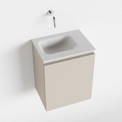 MONDIAZ OLAN 40cm toiletmeubel linen. LEX wastafel talc links geen kraangat