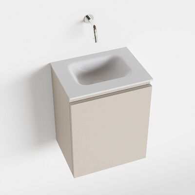MONDIAZ OLAN 40cm toiletmeubel linen. LEX wastafel talc midden geen kraangat