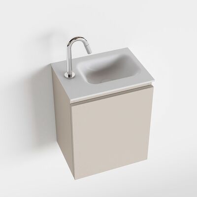 MONDIAZ OLAN 40cm toiletmeubel linen. LEX wastafel talc rechts 1 kraangat
