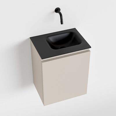 MONDIAZ OLAN 40cm toiletmeubel linen. LEX wastafel urban rechts geen kraangat
