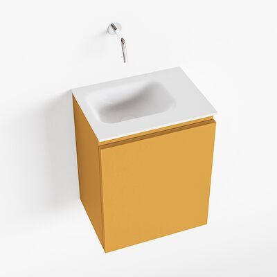 MONDIAZ OLAN 40cm toiletmeubel ocher. LEX wastafel talc links geen kraangat