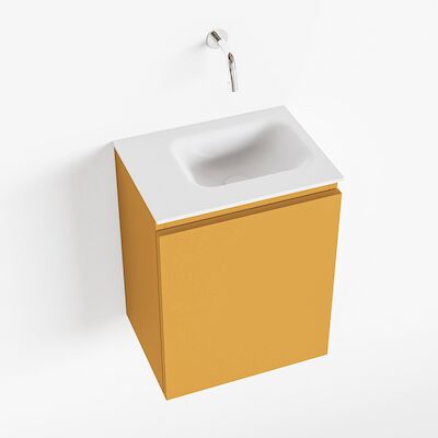 MONDIAZ OLAN 40cm toiletmeubel ocher. LEX wastafel talc rechts geen kraangat