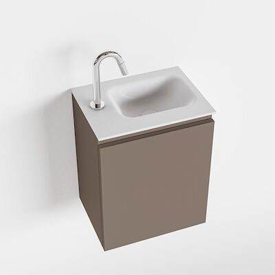 MONDIAZ OLAN 40cm toiletmeubel smoke. LEX wastafel talc rechts 1 kraangat