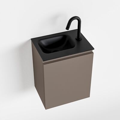 MONDIAZ OLAN 40cm toiletmeubel smoke. LEX wastafel urban links 1 kraangat