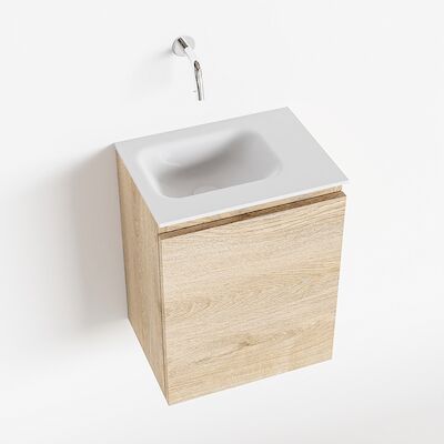MONDIAZ OLAN 40cm toiletmeubel washed_oak. LEX wastafel talc links geen kraangat
