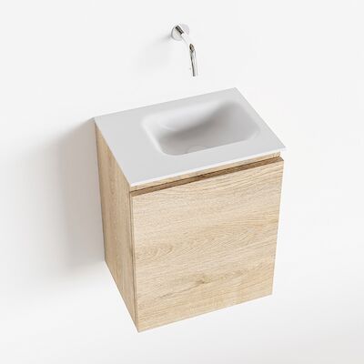 MONDIAZ OLAN 40cm toiletmeubel washed_oak. LEX wastafel talc rechts geen kraangat