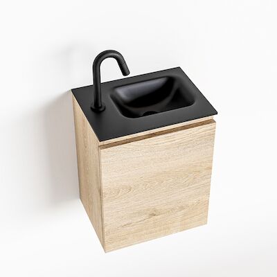 MONDIAZ OLAN 40cm toiletmeubel washed_oak. LEX wastafel urban rechts 1 kraangat