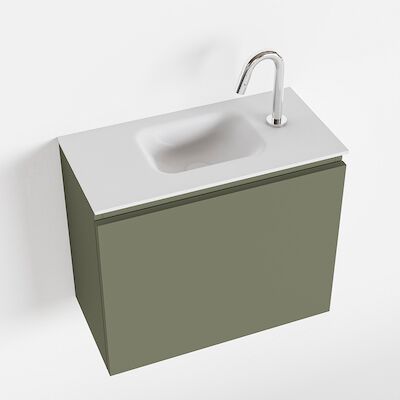 MONDIAZ OLAN 60cm toiletmeubel army. LEX wastafel talc midden 1 kraangat