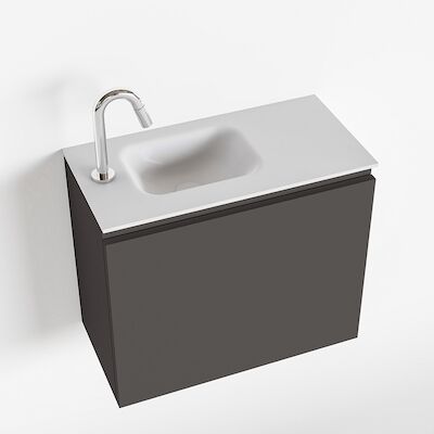 MONDIAZ OLAN 60cm toiletmeubel dark grey. LEX wastafel talc links 1 kraangat