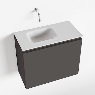 MONDIAZ OLAN 60cm toiletmeubel dark grey. LEX wastafel talc links geen kraangat