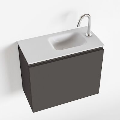 MONDIAZ OLAN 60cm toiletmeubel dark grey. LEX wastafel talc rechts 1 kraangat