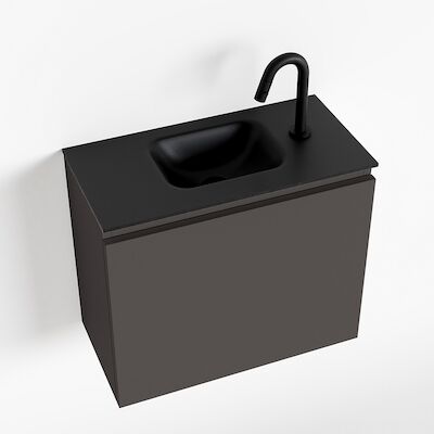 MONDIAZ OLAN 60cm toiletmeubel dark grey. LEX wastafel urban midden 1 kraangat