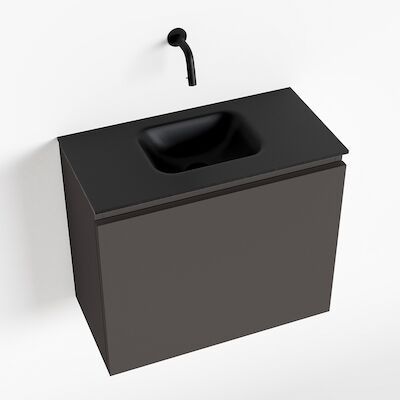 MONDIAZ OLAN 60cm toiletmeubel dark grey. LEX wastafel urban midden geen kraangat