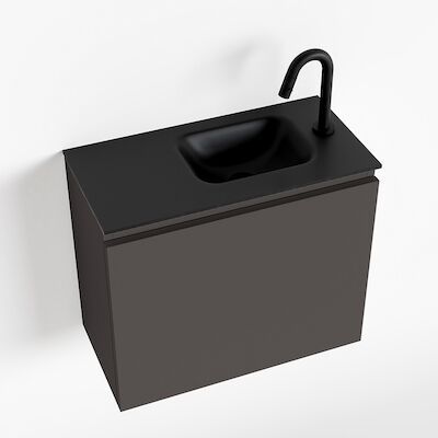 MONDIAZ OLAN 60cm toiletmeubel dark grey. LEX wastafel urban rechts 1 kraangat