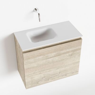 MONDIAZ OLAN 60cm toiletmeubel light brown grey. LEX wastafel talc links geen kraangat