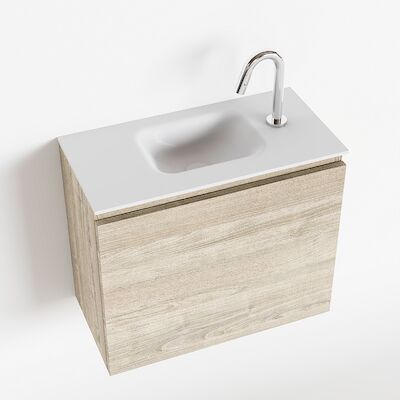 MONDIAZ OLAN 60cm toiletmeubel light brown grey. LEX wastafel talc midden 1 kraangat