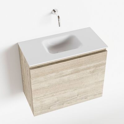 MONDIAZ OLAN 60cm toiletmeubel light brown grey. LEX wastafel talc midden geen kraangat