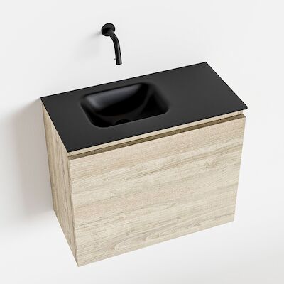 MONDIAZ OLAN 60cm toiletmeubel light brown grey. LEX wastafel urban links geen kraangat