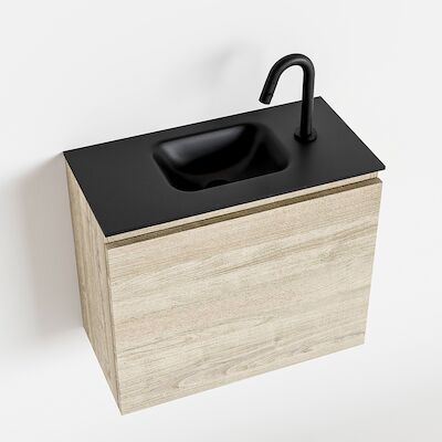 MONDIAZ OLAN 60cm toiletmeubel light brown grey. LEX wastafel urban midden 1 kraangat