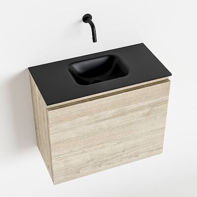 MONDIAZ OLAN 60cm toiletmeubel light brown grey. LEX wastafel urban midden geen kraangat