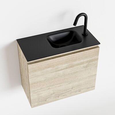 MONDIAZ OLAN 60cm toiletmeubel light brown grey. LEX wastafel urban rechts 1 kraangat