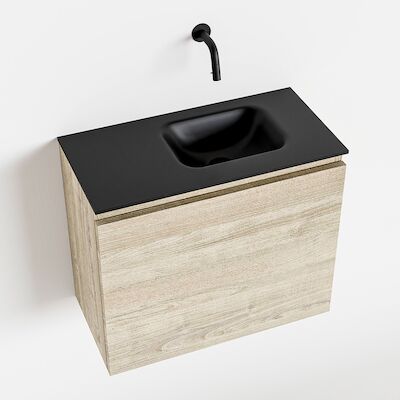 MONDIAZ OLAN 60cm toiletmeubel light brown grey. LEX wastafel urban rechts geen kraangat
