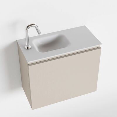 MONDIAZ OLAN 60cm toiletmeubel linen. LEX wastafel talc links 1 kraangat