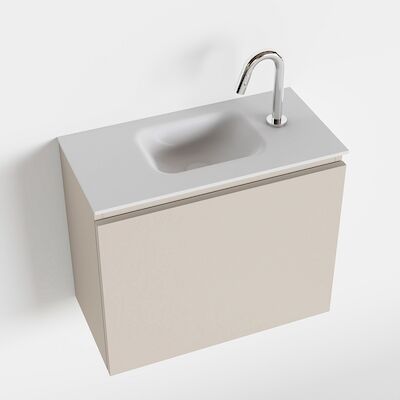 MONDIAZ OLAN 60cm toiletmeubel linen. LEX wastafel talc midden 1 kraangat