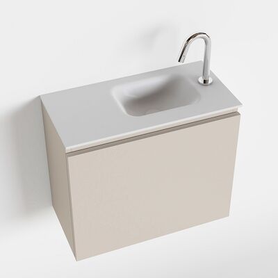MONDIAZ OLAN 60cm toiletmeubel linen. LEX wastafel talc rechts 1 kraangat