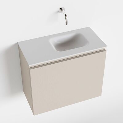 MONDIAZ OLAN 60cm toiletmeubel linen. LEX wastafel talc rechts geen kraangat