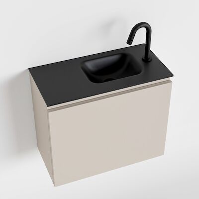 MONDIAZ OLAN 60cm toiletmeubel linen. LEX wastafel urban rechts 1 kraangat