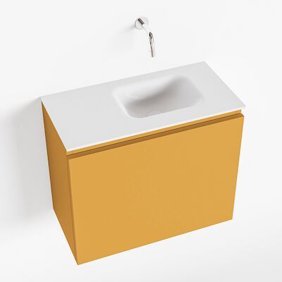 MONDIAZ OLAN 60cm toiletmeubel ocher. LEX wastafel talc rechts geen kraangat