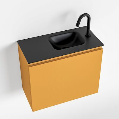 MONDIAZ OLAN 60cm toiletmeubel ocher. LEX wastafel urban rechts 1 kraangat