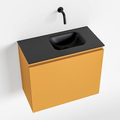 MONDIAZ OLAN 60cm toiletmeubel ocher. LEX wastafel urban rechts geen kraangat
