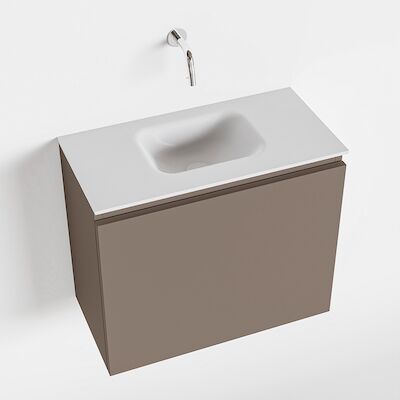 MONDIAZ OLAN 60cm toiletmeubel smoke. LEX wastafel talc midden geen kraangat