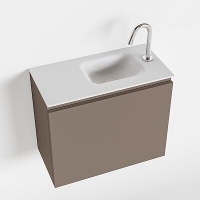 MONDIAZ OLAN 60cm toiletmeubel smoke. LEX wastafel talc rechts 1 kraangat