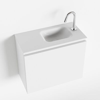 MONDIAZ OLAN 60cm toiletmeubel talc. LEX wastafel talc rechts 1 kraangat