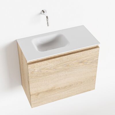 MONDIAZ OLAN 60cm toiletmeubel washed_oak. LEX wastafel talc links geen kraangat