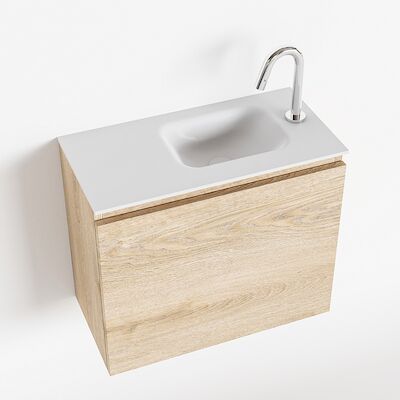 MONDIAZ OLAN 60cm toiletmeubel washed_oak. LEX wastafel talc rechts 1 kraangat