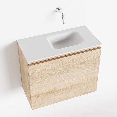 MONDIAZ OLAN 60cm toiletmeubel washed_oak. LEX wastafel talc rechts geen kraangat