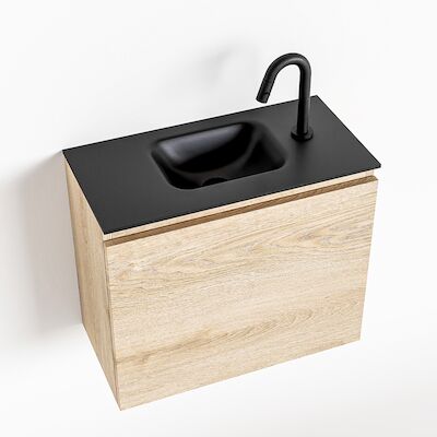 MONDIAZ OLAN 60cm toiletmeubel washed_oak. LEX wastafel urban midden 1 kraangat