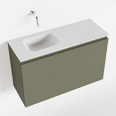 MONDIAZ OLAN 80cm toiletmeubel army. LEX wastafel talc links geen kraangat