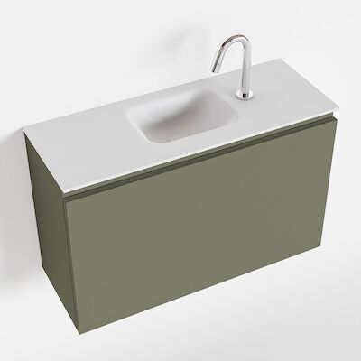 MONDIAZ OLAN 80cm toiletmeubel army. LEX wastafel talc midden 1 kraangat