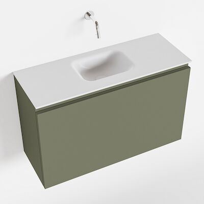 MONDIAZ OLAN 80cm toiletmeubel army. LEX wastafel talc midden geen kraangat