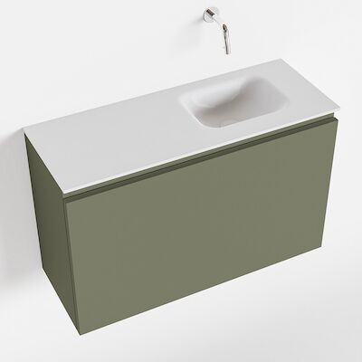MONDIAZ OLAN 80cm toiletmeubel army. LEX wastafel talc rechts geen kraangat