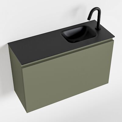 MONDIAZ OLAN 80cm toiletmeubel army. LEX wastafel urban rechts 1 kraangat