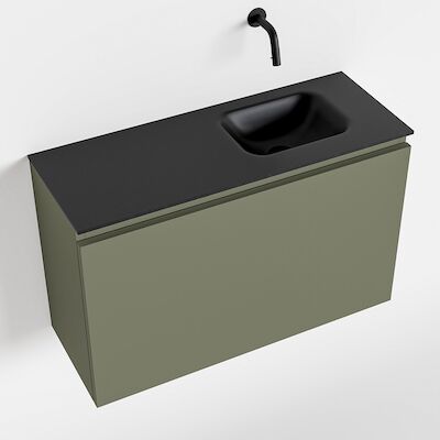 MONDIAZ OLAN 80cm toiletmeubel army. LEX wastafel urban rechts geen kraangat