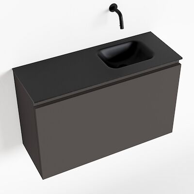 MONDIAZ OLAN 80cm toiletmeubel dark grey. LEX wastafel urban rechts geen kraangat