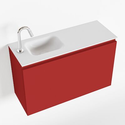 MONDIAZ OLAN 80cm toiletmeubel fire. LEX wastafel talc links 1 kraangat
